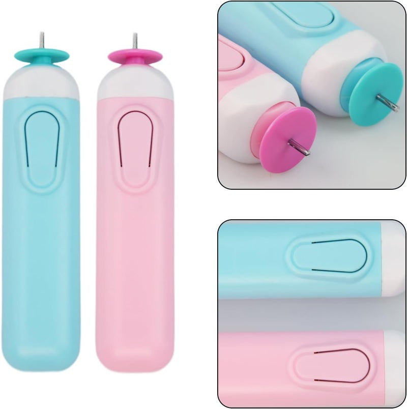 Flylin 2PCS Electric Quilling Pen, Electric Slotted Tool Electric Quilling Pen Automated Paper Volume, Curling Pen for Paper Rolling Crafts General Quilling Paper Strips and Wider Paper Strips (Blue&Pink) - Image 4